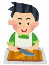 料理をする男性