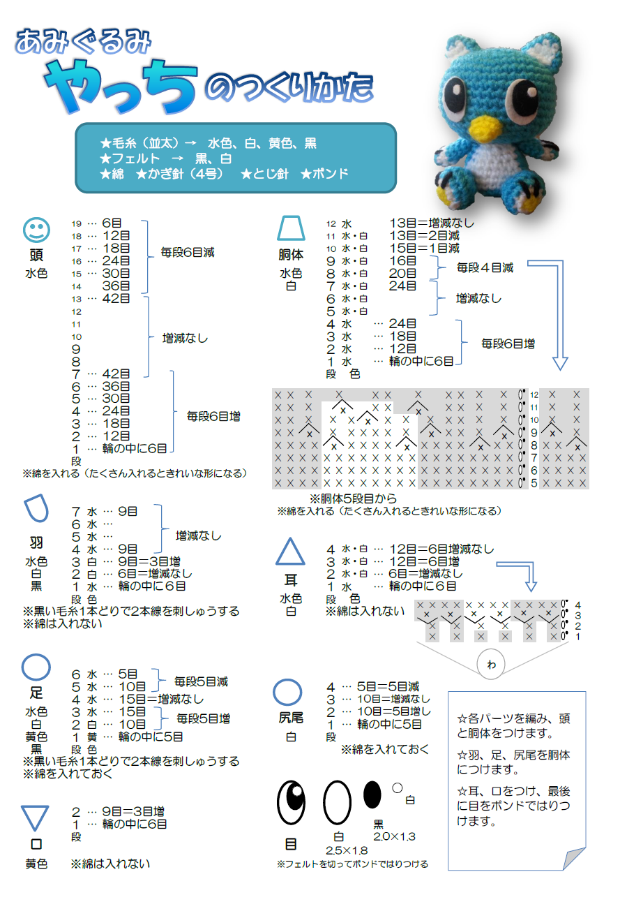 やっちのあみぐるみの作り方