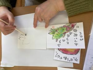 割り箸で描く絵手紙