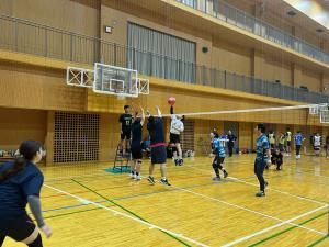 ソフトバレーボールをしている様子