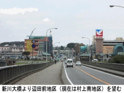 新川大橋より辺田前地区（現在は村上南地区）を望む