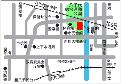 八千代総合運動公園多目的広場の所在地地図 