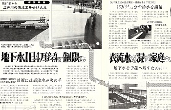 江戸川の表流水の受水を伝える当時の広報やちよ